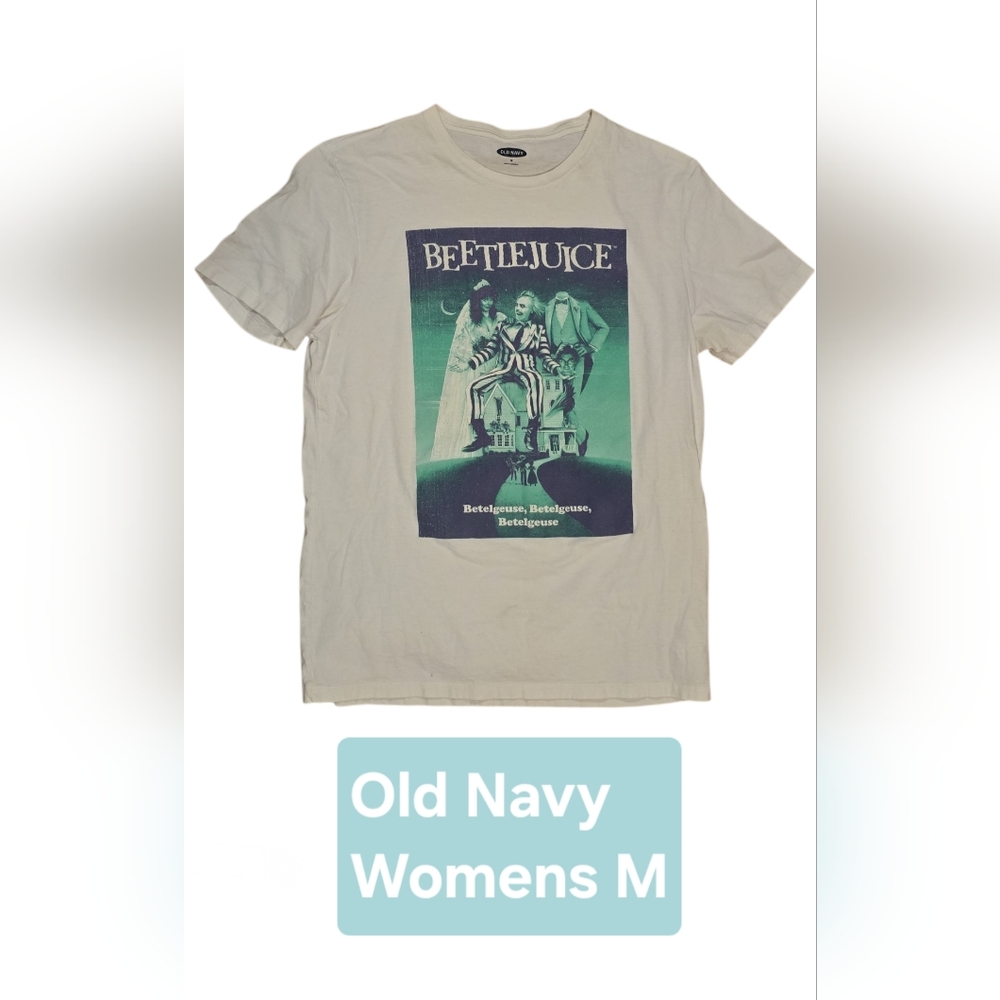 Old Navy Cream Beetlejuice Graphic Short Sleeve Tee